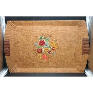 VINTAGE LARGE 16" X 24" Art Deco Wood Serving Tray HASKELITE Hasko
